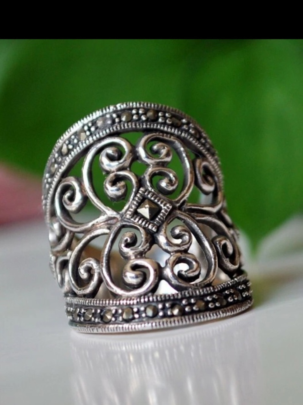 Filigree Openwork Statement Ring in Sterling silver
